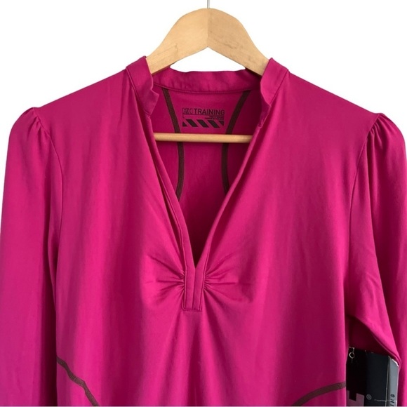 NWT HELLY HANDON Women’s Hot Pink Lifa Training Pullover Puffy Sleeve Sh… - Picture 2 of 3